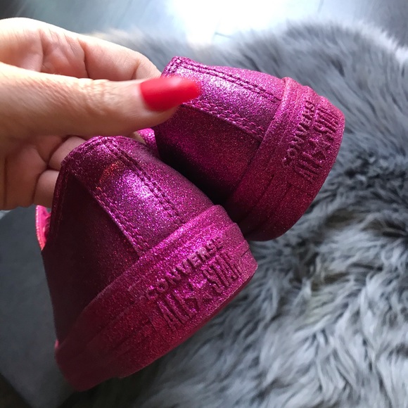 NEW 💓 CONVERSE WOMENS PINK GLITTER - Picture 2 of 8